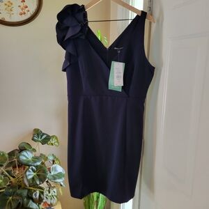 NWT Sam And Jess Navy Blue Knee Length Wedding Guest Sleeveless Dress, Size 14‎